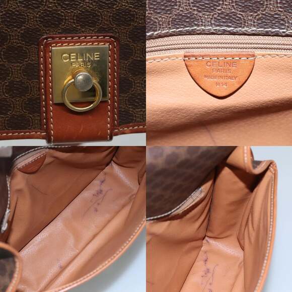 CELINE Macadam Canvas Shoulder Bag Pvc Leather Brown - Picture 11 of 12